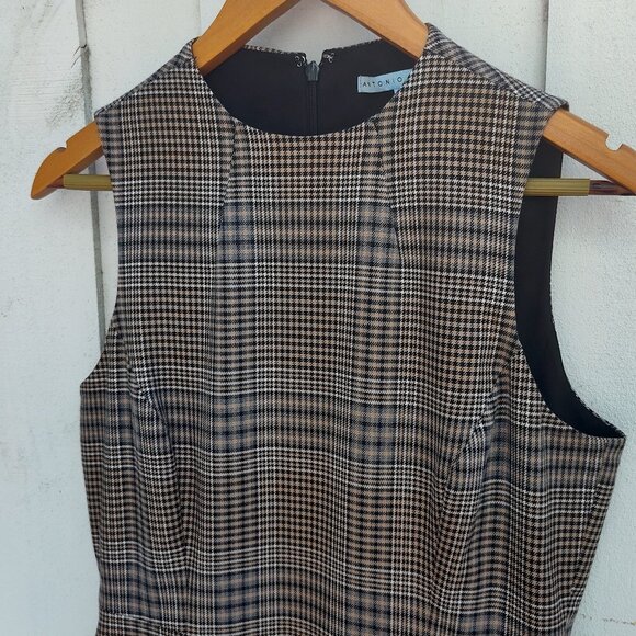Antonio Milani, Cocktail Midi Sheath Dress, Plaid, Size 6 - Picture 2 of 9